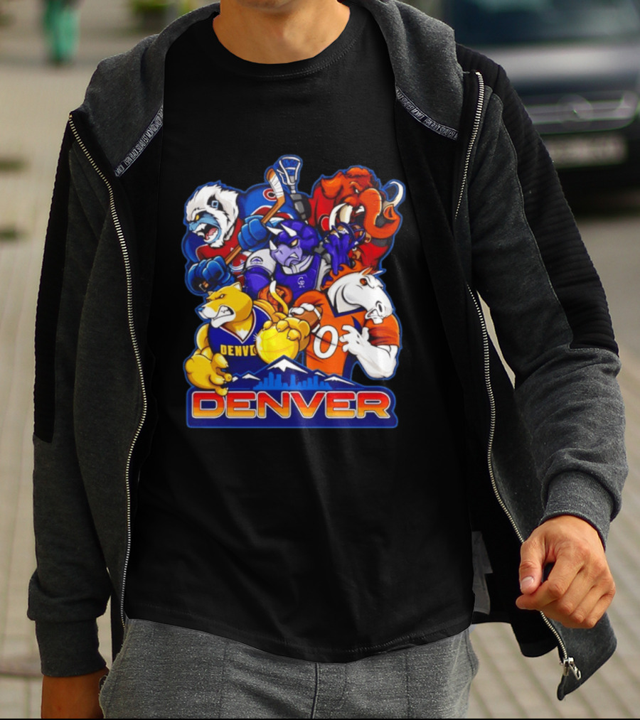 Denver Sports Teams Mascot Collage Featuring Iconic City T-Shirt
