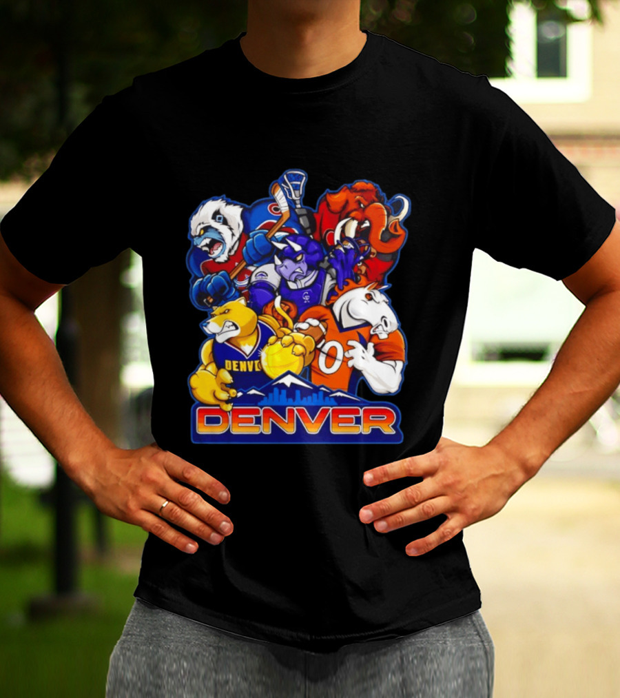 Denver Sports Teams Mascot Collage Featuring Iconic City T-Shirt