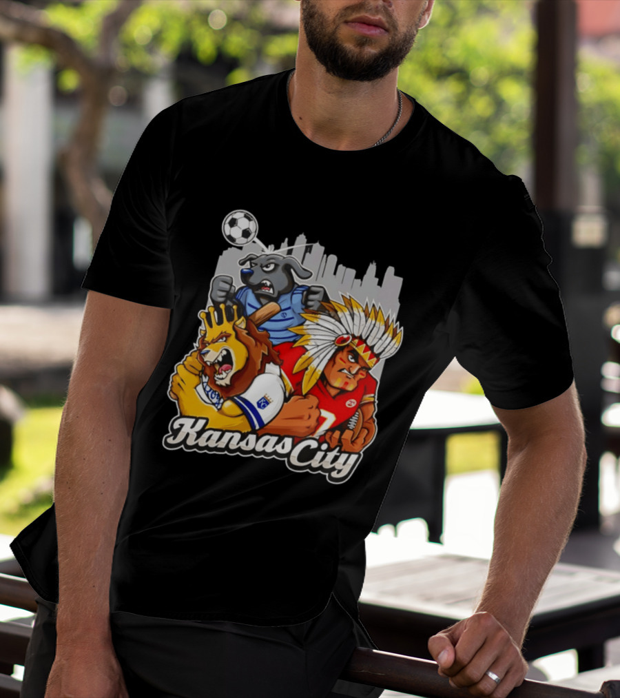 Kansas City Chiefs Royals Sporting KC Cityscape Sports Mashup T-Shirt