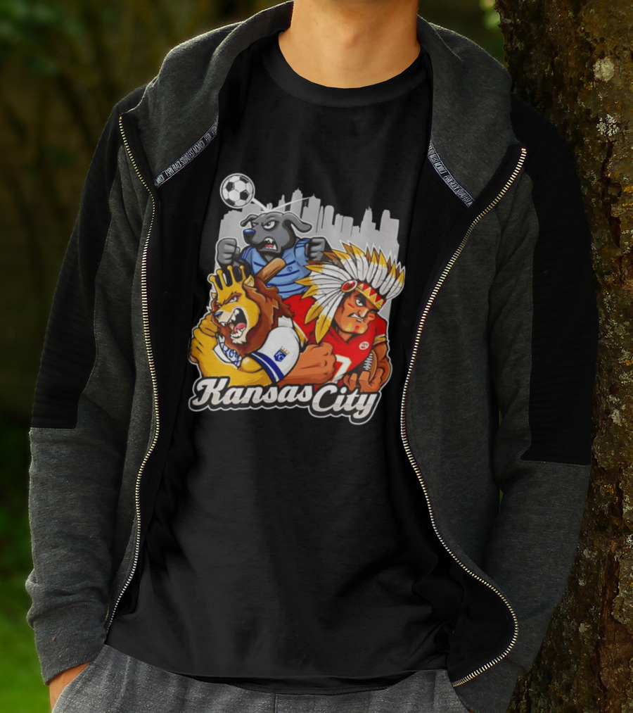 Kansas City Chiefs Royals Sporting KC Cityscape Sports Mashup T-Shirt