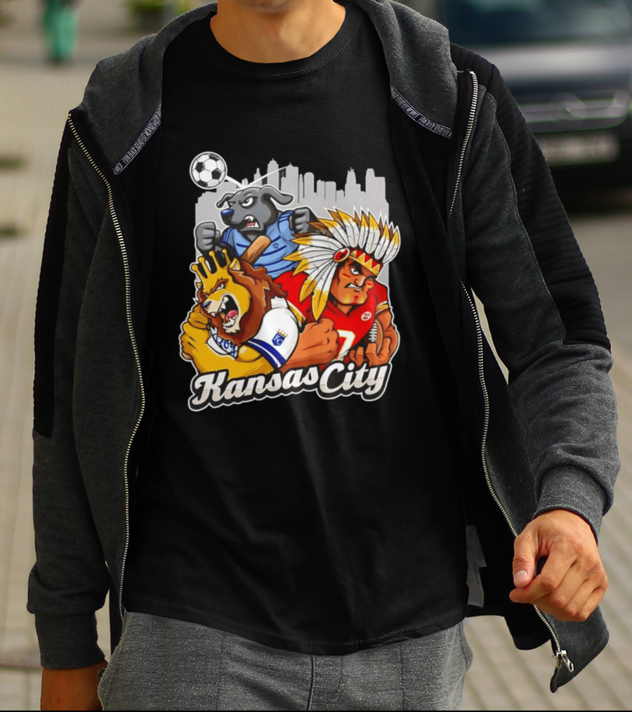 Kansas City Chiefs Royals Sporting KC Cityscape Sports Mashup T-Shirt