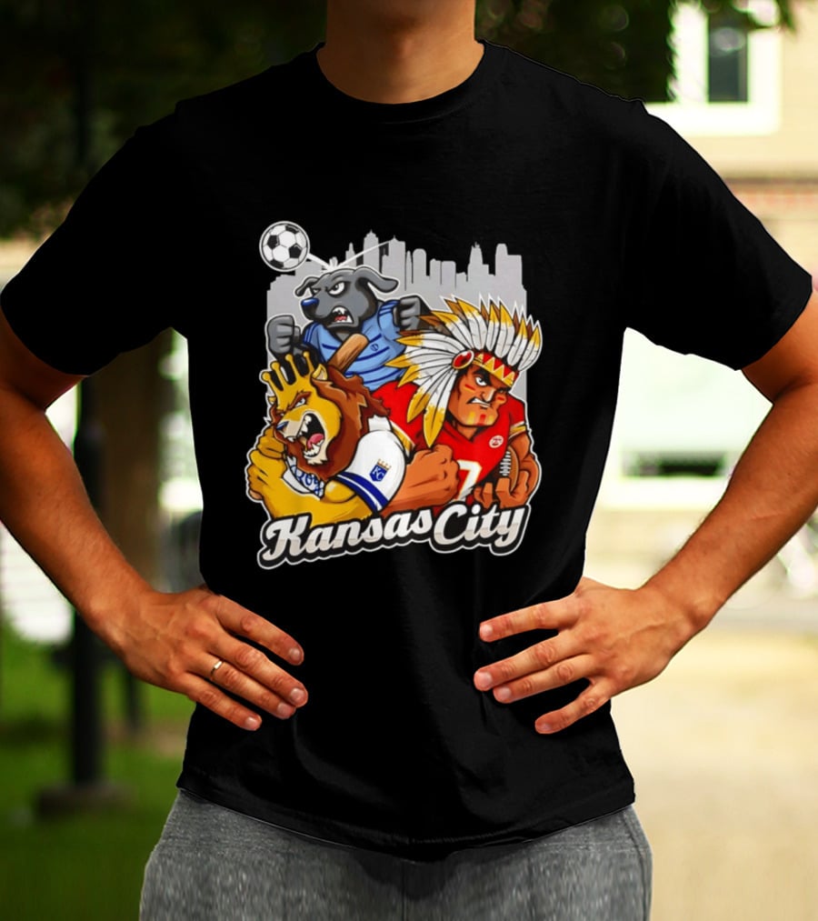 Kansas City Chiefs Royals Sporting KC Cityscape Sports Mashup T-Shirt