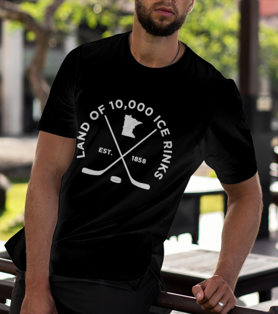 Land Of 10000 Ice Rinks Est 1858 Minnesota Hockey State T-Shirt