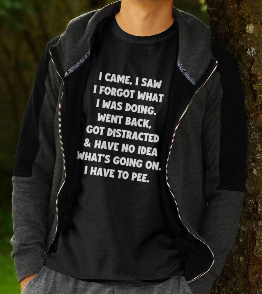 I Came I Saw I Forgot What I Was Doing Went Back Got Distracted Have No Idea What's Going On I Have To Pee T-Shirt