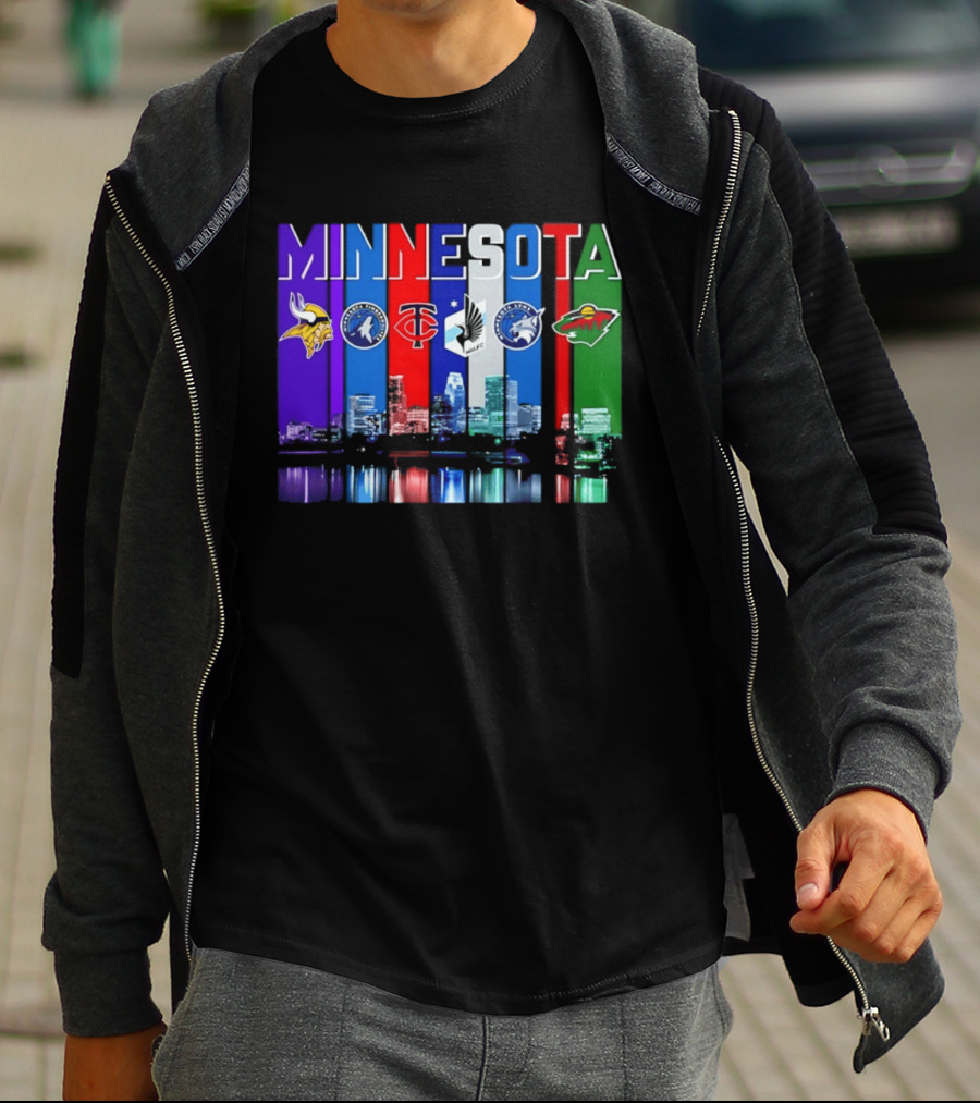 Minnesota Vikings Timberwolves Twins Lynx Wild Skyline 2026 T-Shirt