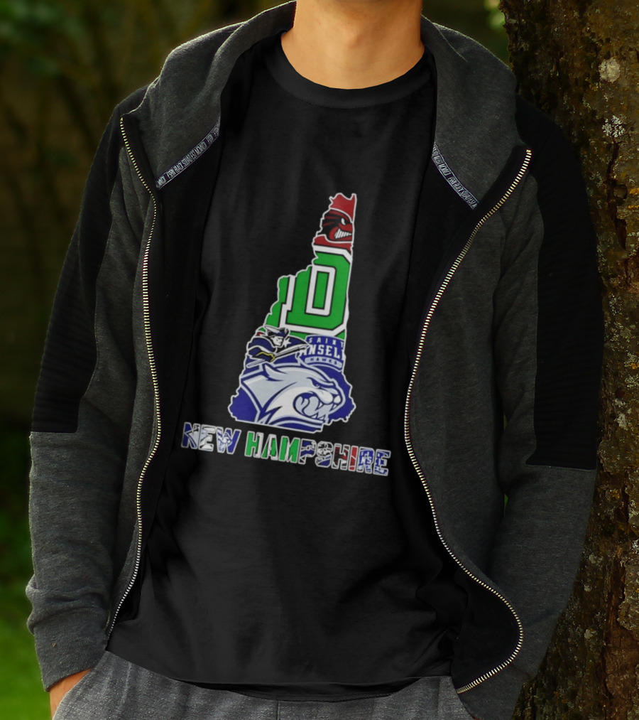 New Hampshire State Map Saint Anselm Hawks Wildcats Dartmouth Big Green 2026 T-Shirt