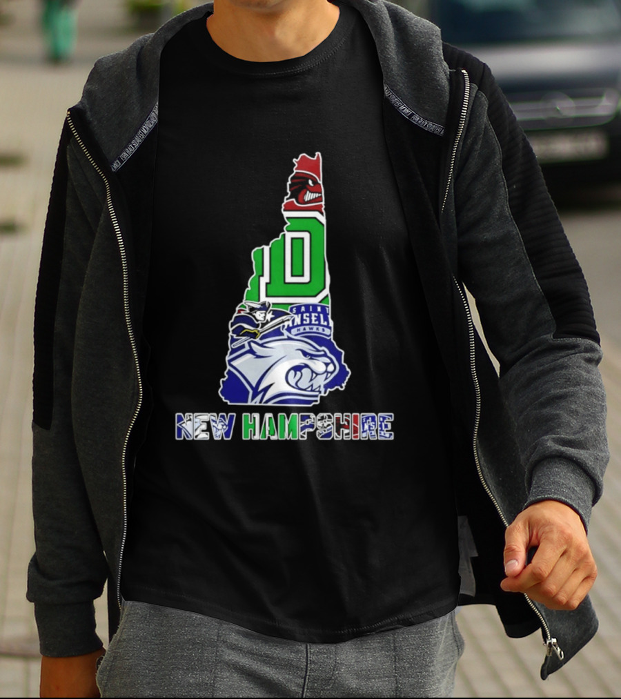 New Hampshire State Map Saint Anselm Hawks Wildcats Dartmouth Big Green 2026 T-Shirt
