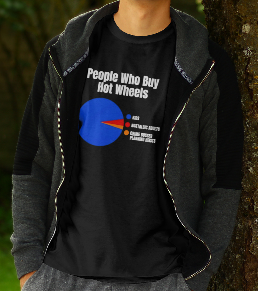 People Who Buy Hot Wheels Nostalgic Adults Crime Bosses Planning Heists Pie Chart T-Shirt