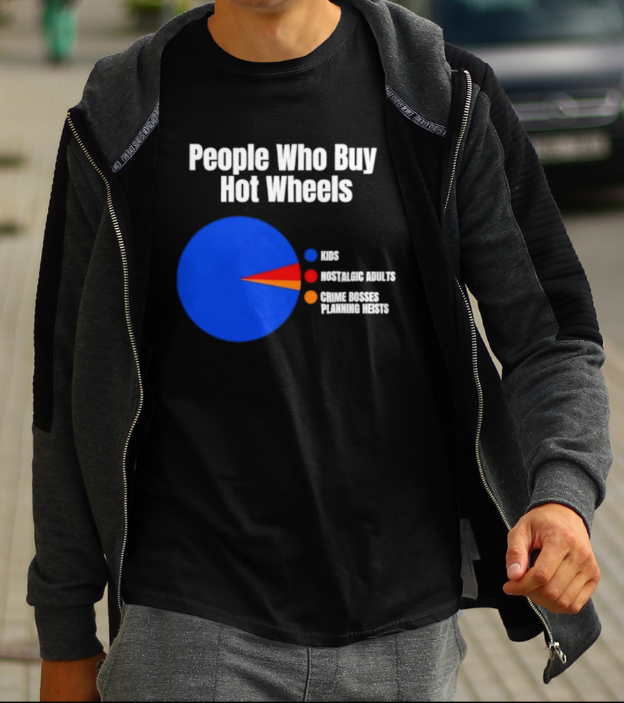 People Who Buy Hot Wheels Nostalgic Adults Crime Bosses Planning Heists Pie Chart T-Shirt
