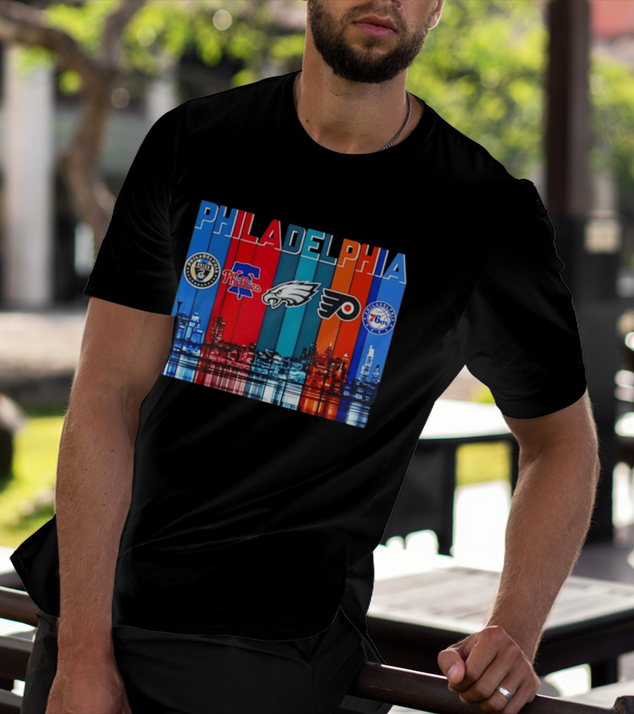 Philadelphia Union Phillies Eagles Flyers 76ers Skyline 2026 T-Shirt