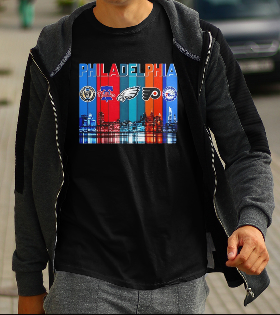 Philadelphia Union Phillies Eagles Flyers 76ers Skyline 2026 T-Shirt