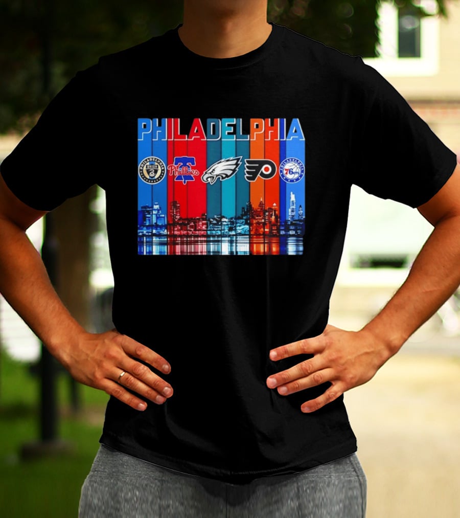 Philadelphia Union Phillies Eagles Flyers 76ers Skyline 2026 T-Shirt