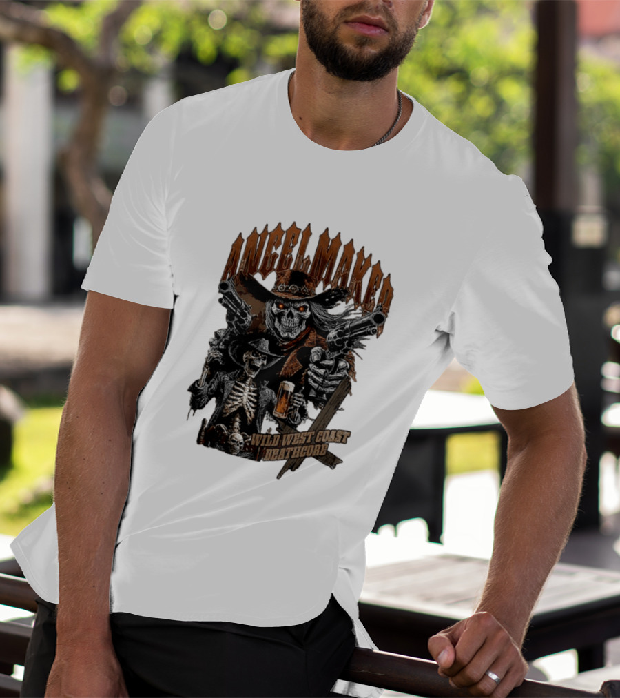 AngelMaker Wild West Coast Deathcore Skeleton Gunslinger Violence T-Shirt