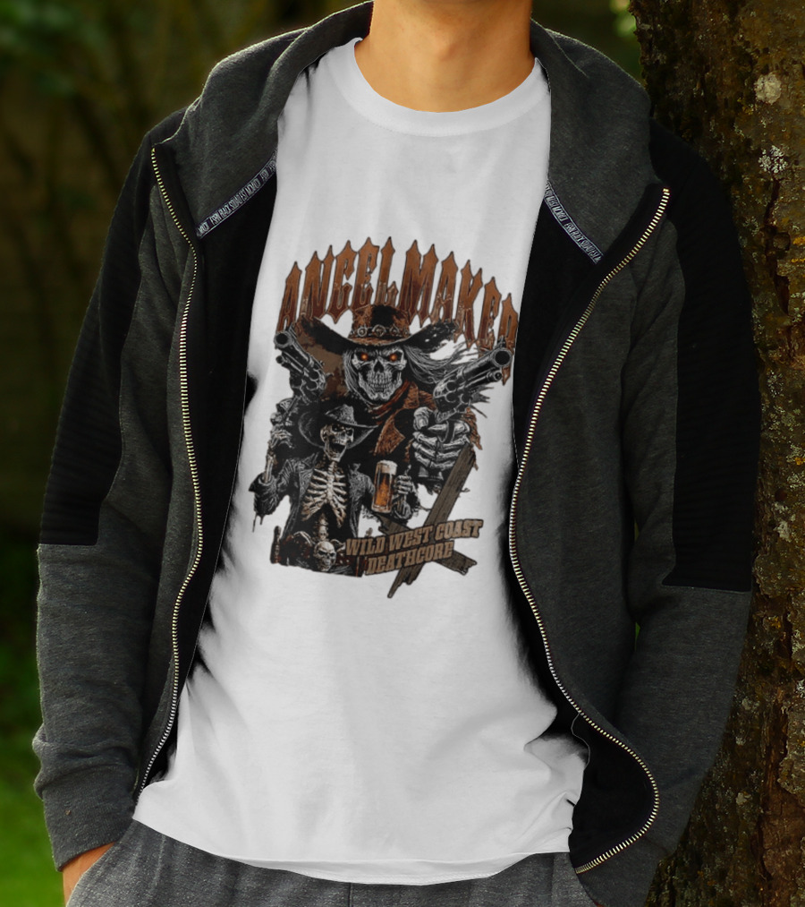 AngelMaker Wild West Coast Deathcore Skeleton Gunslinger Violence T-Shirt