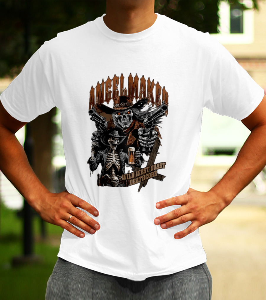 AngelMaker Wild West Coast Deathcore Skeleton Gunslinger Violence T-Shirt