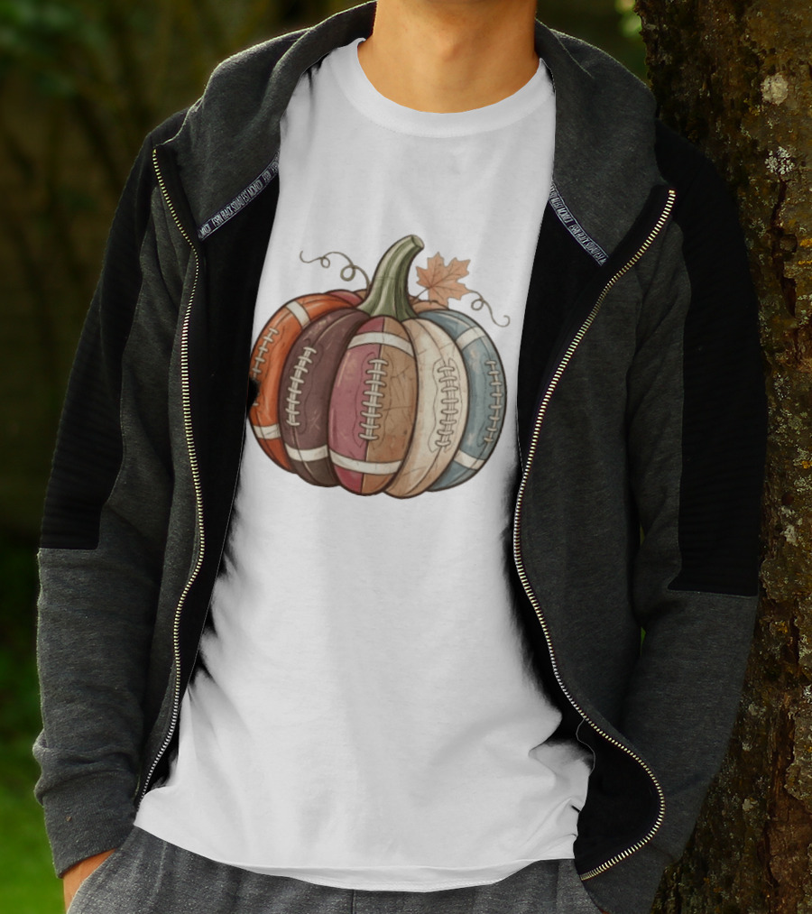 Football Pumpkin Fall Autumn Sports Harvest Season Decor T-Shirt