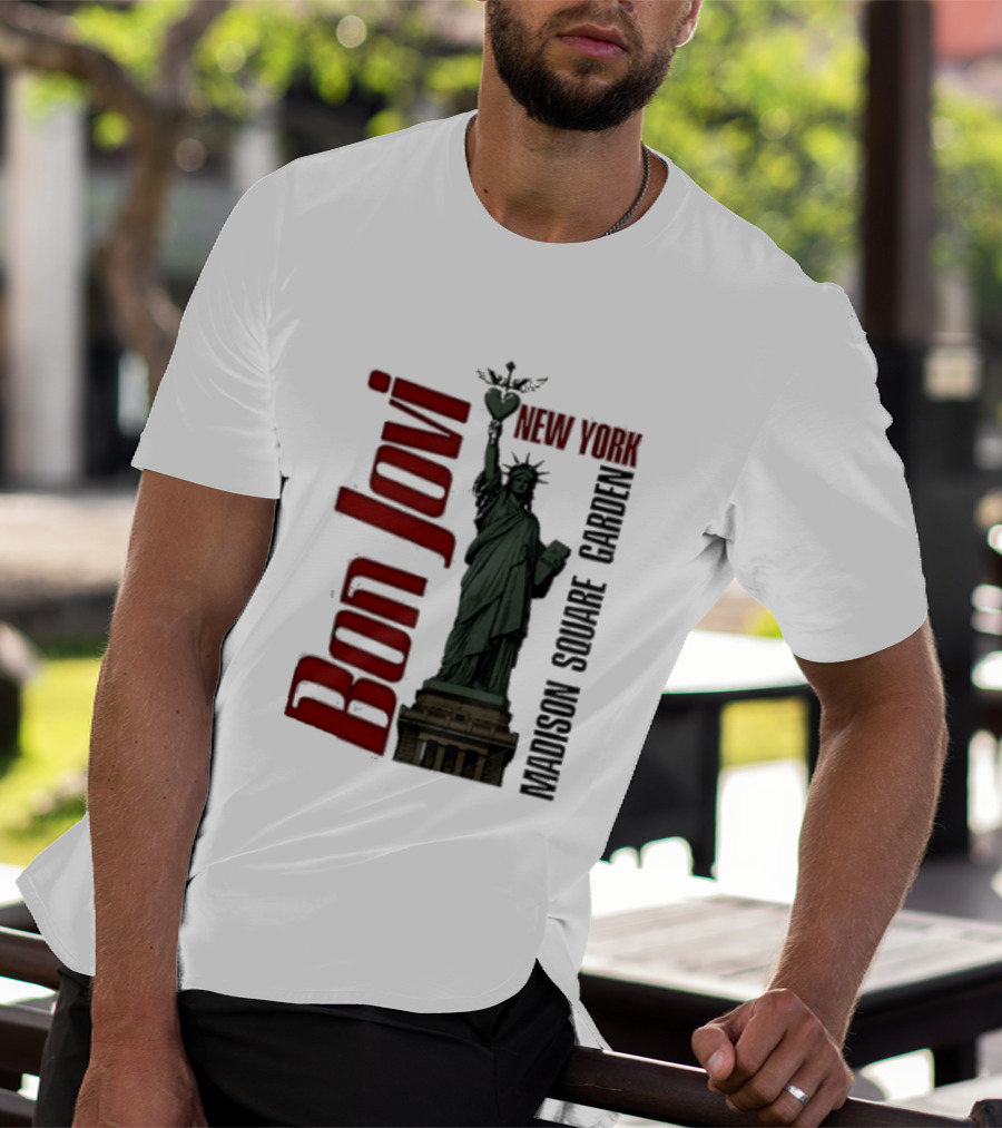 Bon Jovi Statue Of Liberty New York Madison Square Garden T-Shirt