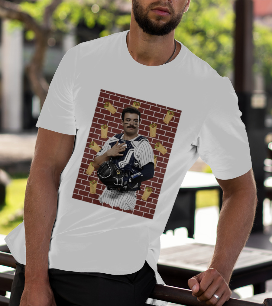 Yankees Austin Wells Catcher With Brick Wall And Burrito T-Shirt
