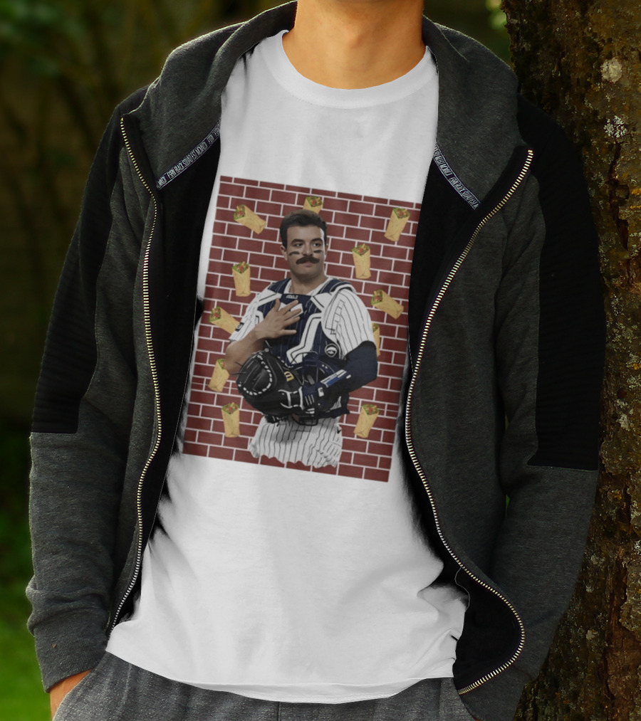 Yankees Austin Wells Catcher With Brick Wall And Burrito T-Shirt