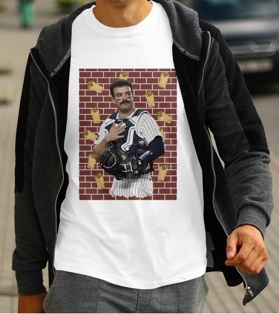 Yankees Austin Wells Catcher With Brick Wall And Burrito T-Shirt
