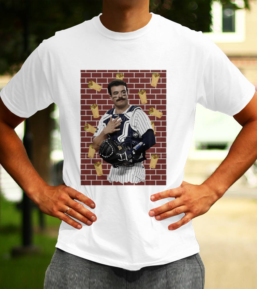 Yankees Austin Wells Catcher With Brick Wall And Burrito T-Shirt