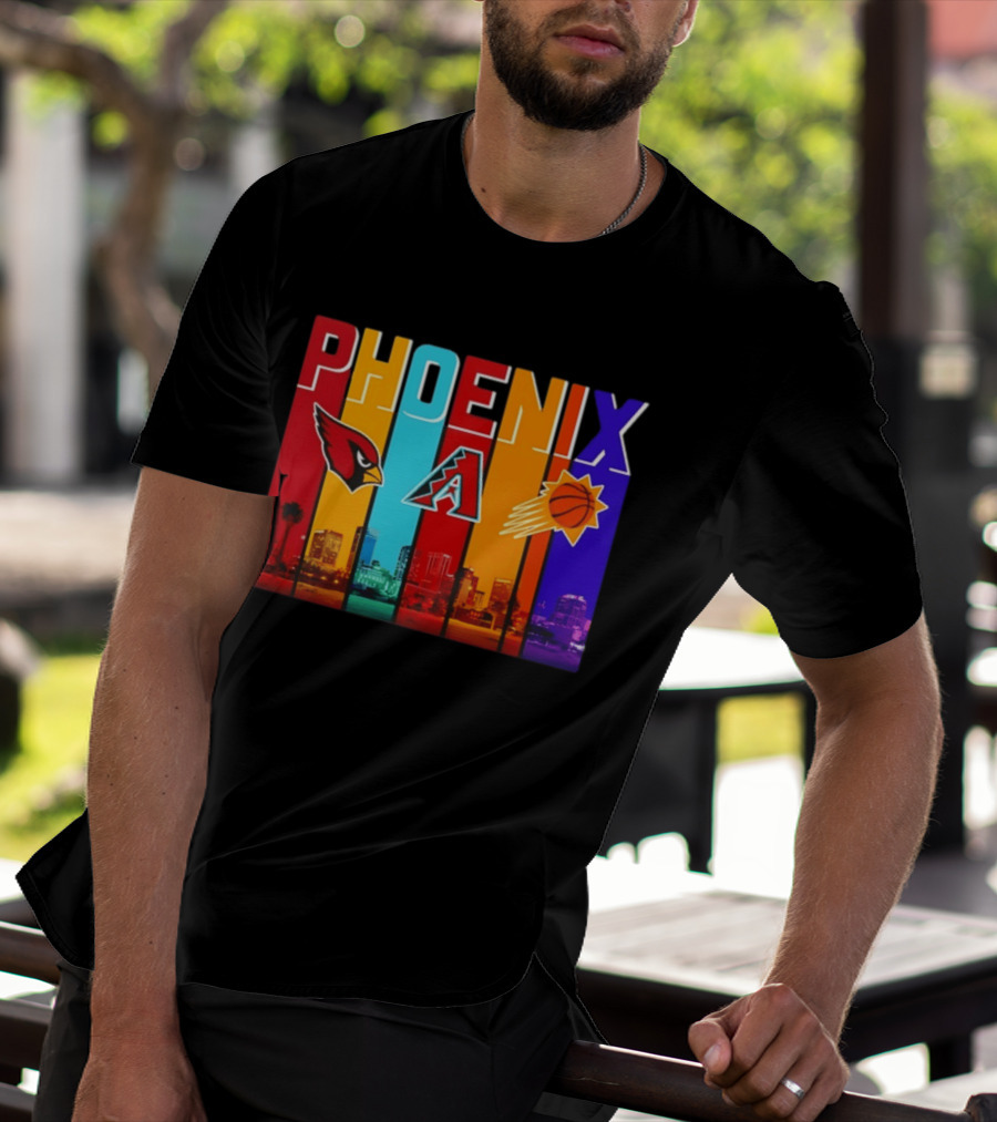 Phoenix Cardinals Diamondbacks Suns Skyline Sports Logos T-Shirt