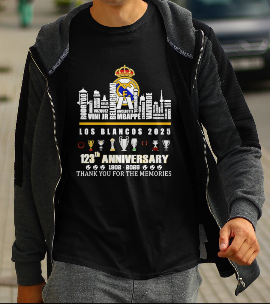 Real Madrid Los Blancos 2025 123th Anniversary 1902 2025 Thank You For The Memories T-Shirt