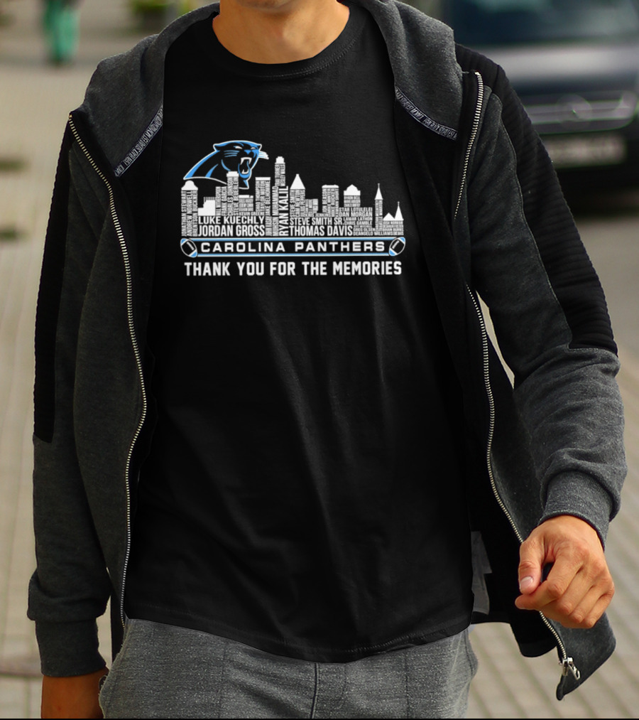 Carolina Panthers City Skyline Player Names Thank You For The Memories T-Shirt