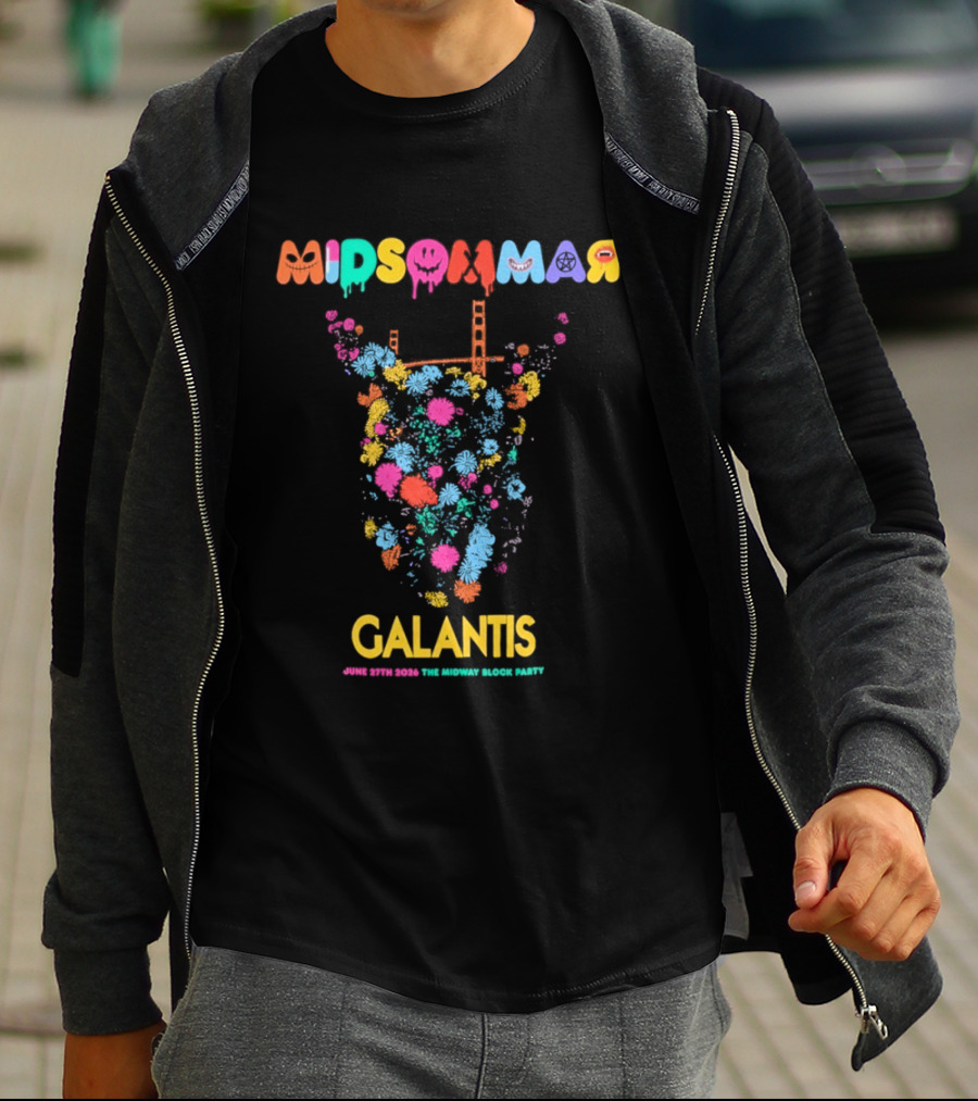 Midsommar Galantis Midway Block Party 2026 Vibrant Paint Explosion T-Shirt