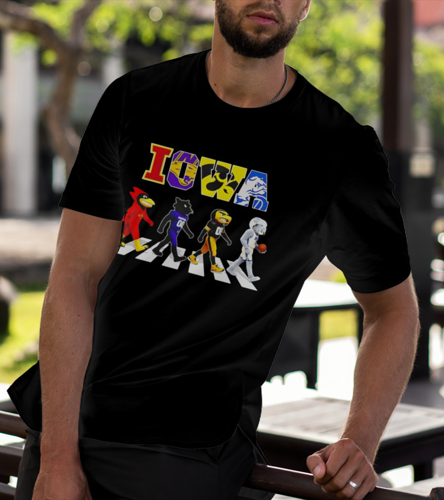 Iowa Mascots Abbey Road 2026 Cyclones Panthers Hawkeyes Bulldogs T-Shirt