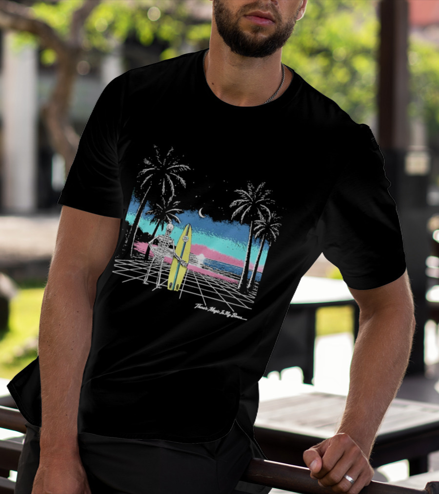 Imagine Dragons There's Magic In My Bones Retro Tropical Surf Scene Palms Sunset Ocean Beach Moon Surfer T-Shirt