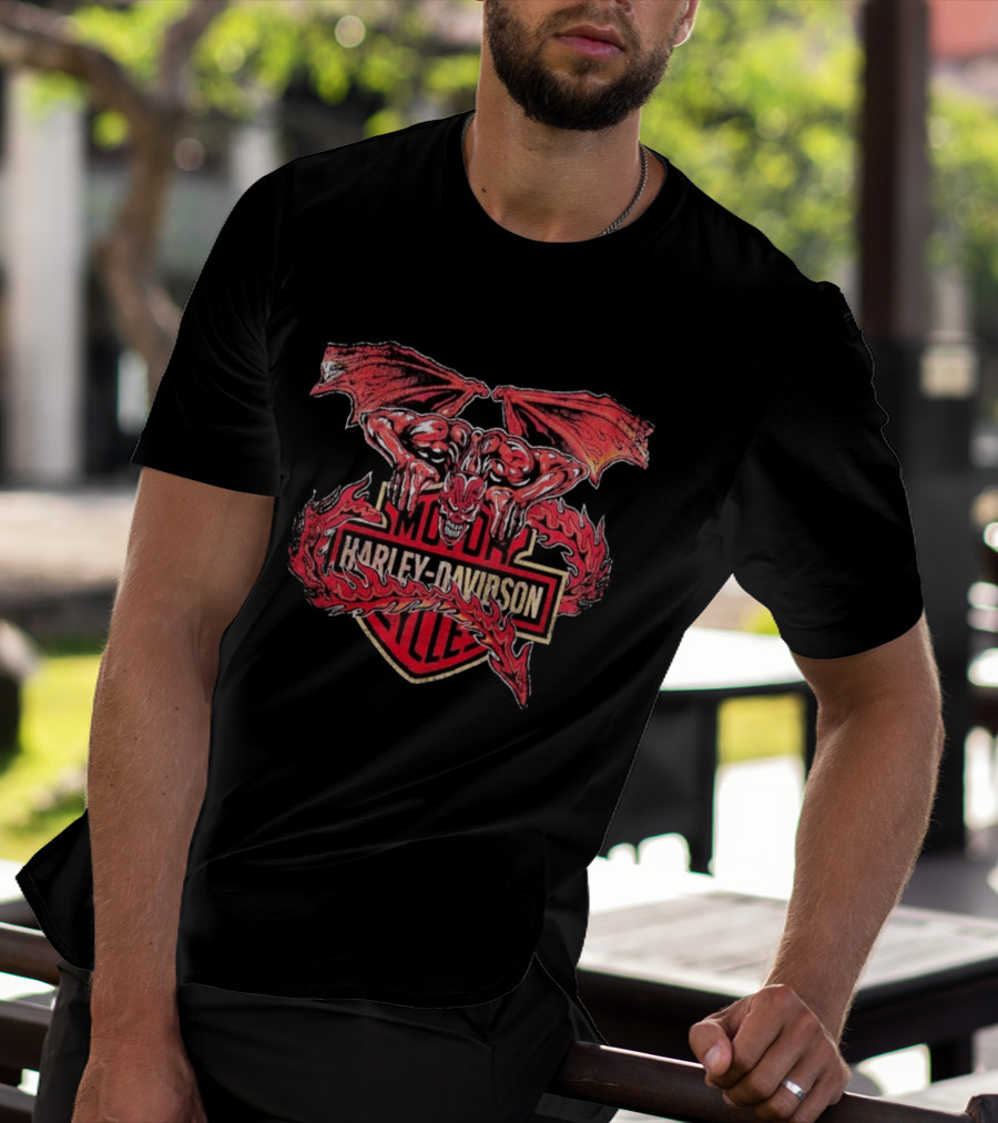 Warren Lotas Harley Davidson Gargoyle Motor Cycles T-Shirt