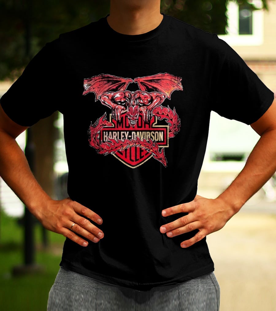 Warren Lotas Harley Davidson Gargoyle Motor Cycles T-Shirt