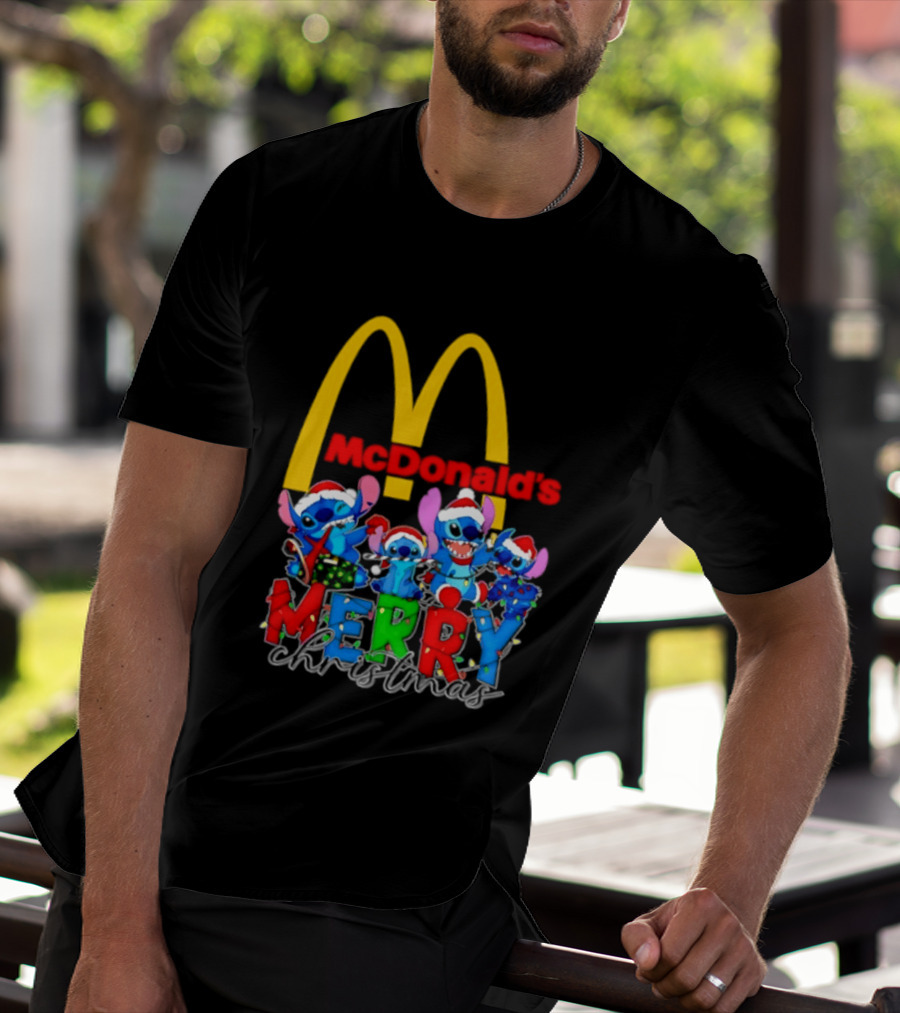 McDonald's Stitch Merry Christmas 2025 T-Shirt