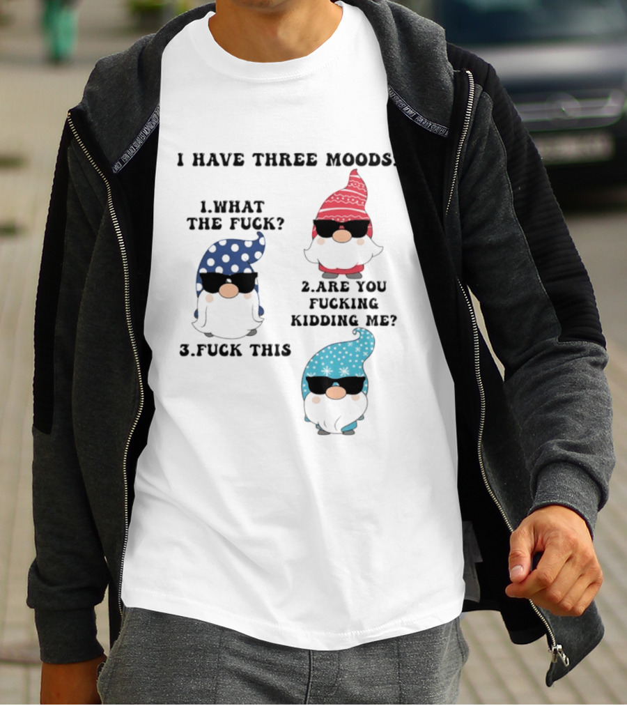 I Have Three Moods What The Fuck Are You Fucking Kidding Me Fuck This Gnome T-Shirt