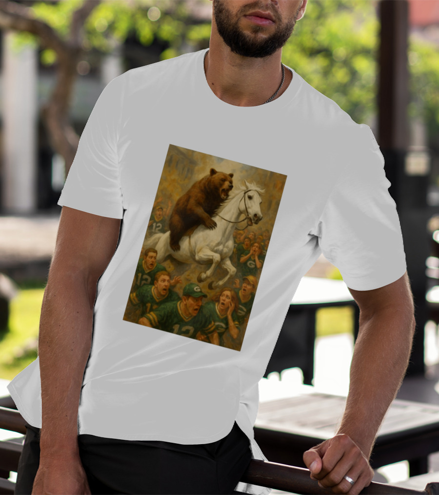 Bear Riding Horse Surprising Green Bay Packers Fans NFL Humor T-Shirt