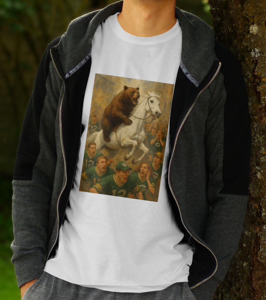Bear Riding Horse Surprising Green Bay Packers Fans NFL Humor T-Shirt