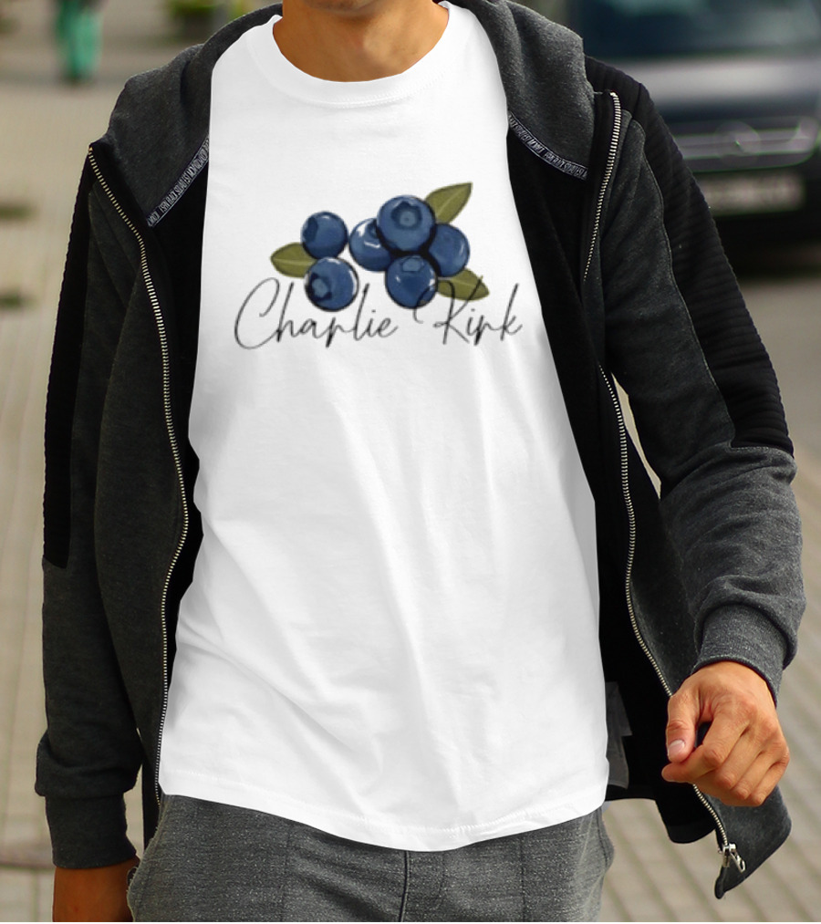 He Is On A Work Trip With Jesus Charlie Kirk 1993 2025 Blueberries T-Shirt