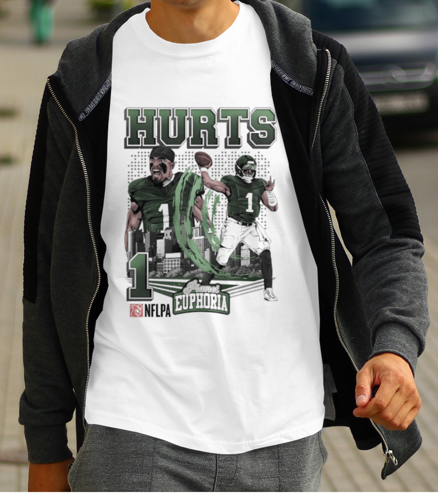 Jalen Hurts 1 Euphoria Philadelphia Eagles Player Collage T-Shirt