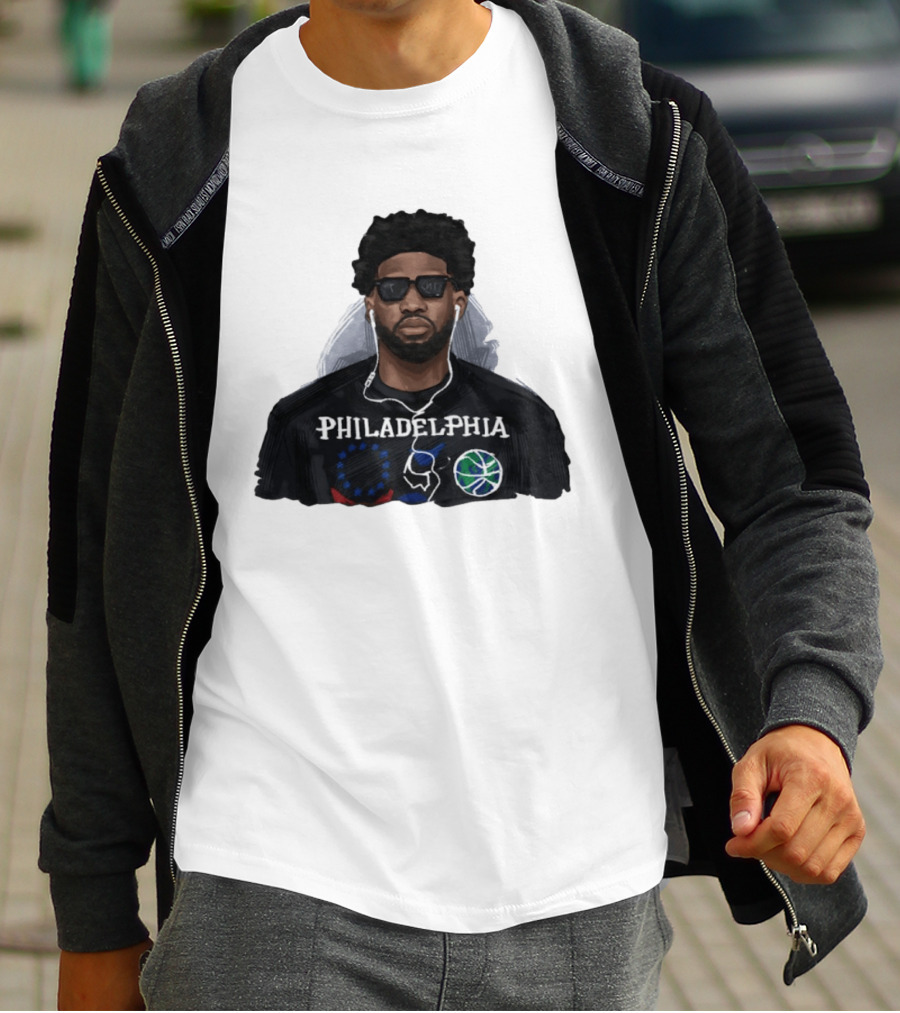 Philadelphia Joel Embiid Wired Earphones Basketball 76ers T-Shirt