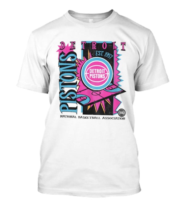 Detroit Pistons 1957 Est. Neon National Basketball Association Court T-Shirt