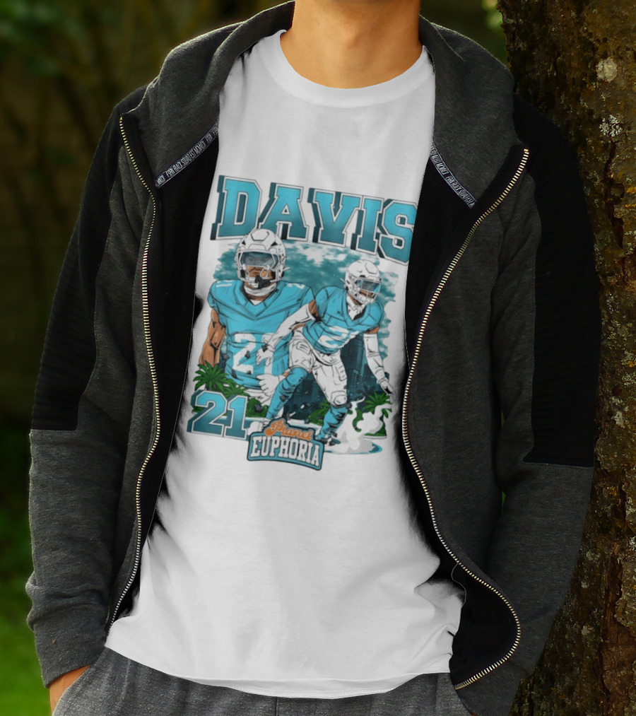 Davis 21 Planet Euphoria Football Player Miami Dolphins T-Shirt