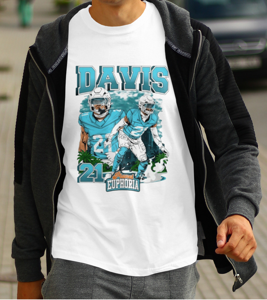 Davis 21 Planet Euphoria Football Player Miami Dolphins T-Shirt