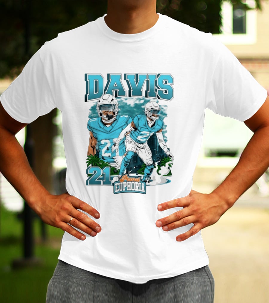 Davis 21 Planet Euphoria Football Player Miami Dolphins T-Shirt