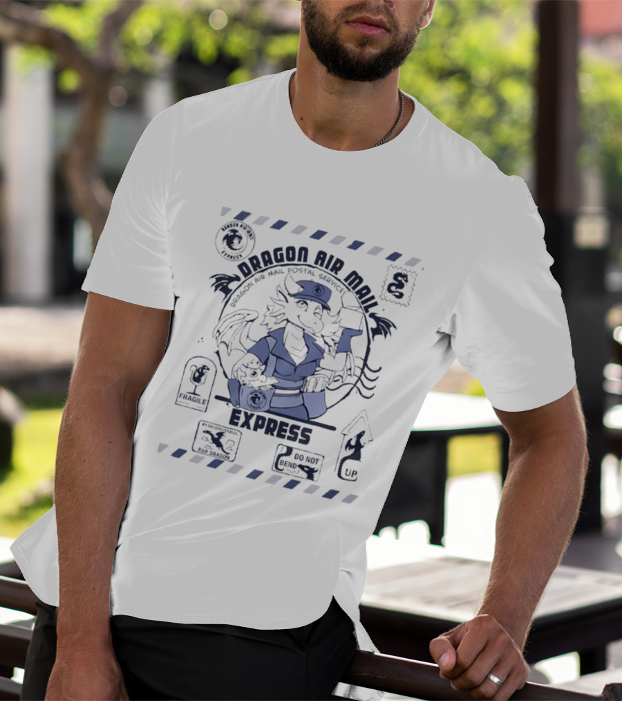 Dragon Air Mail Postal Service Express Stamp Winged Courier T-Shirt