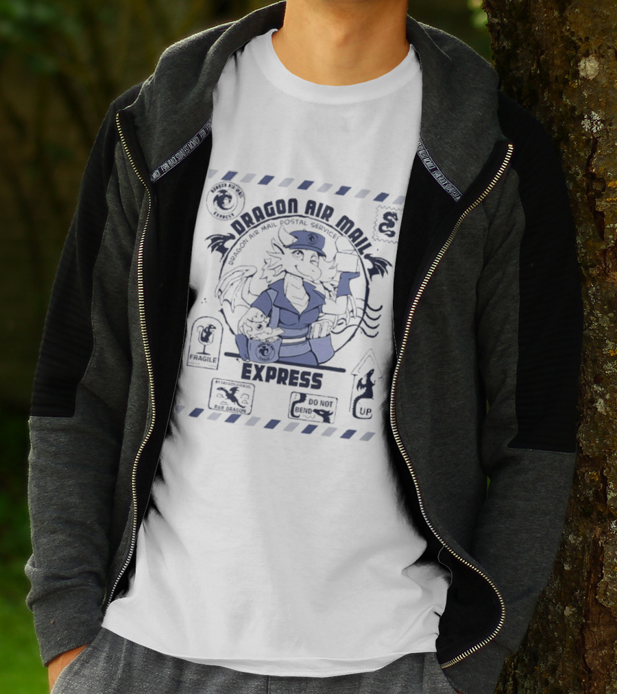 Dragon Air Mail Postal Service Express Stamp Winged Courier T-Shirt