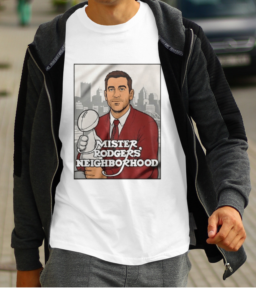 Mister Rodgers Neighborhood Aaron Rodgers Pittsburgh Skyline T-Shirt
