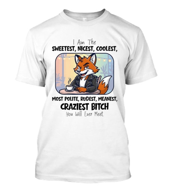 I Am The Sweetest Nicest Coolest Most Polite Rudest Meanest Craziest Bitch You Will Ever Meet Fox Coffee T-Shirt