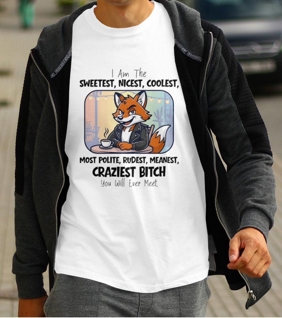 I Am The Sweetest Nicest Coolest Most Polite Rudest Meanest Craziest Bitch You Will Ever Meet Fox Coffee T-Shirt