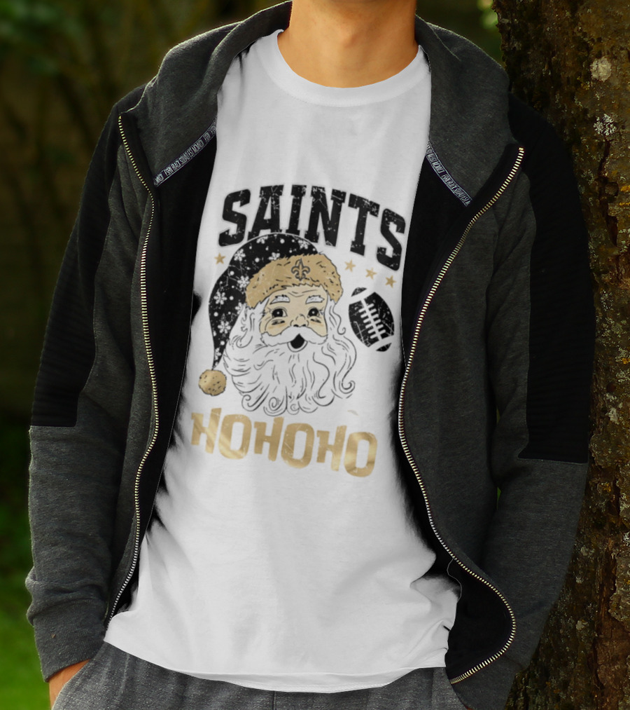New Orleans Saints Santa Claus Ho Ho Ho Merry Christmas Football T-Shirt